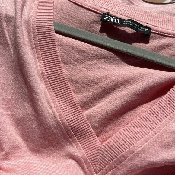 ZARA Pink V-neck T-shirt size M - Picture 5 of 5